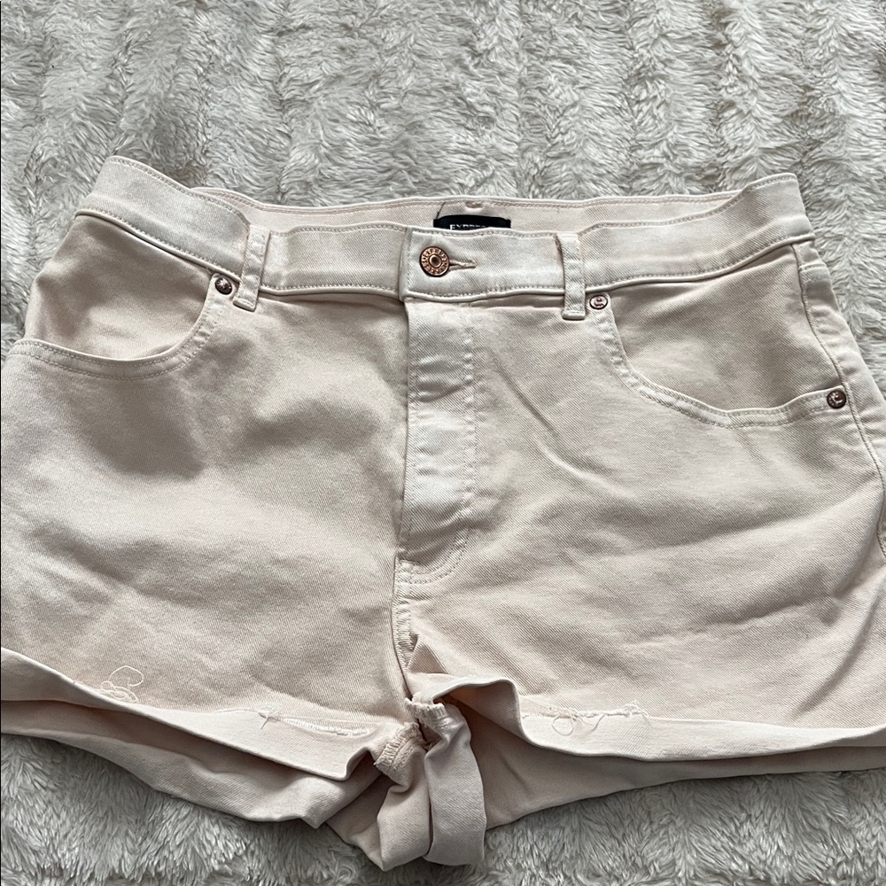 Express Women's Light Cream Jean Shorts